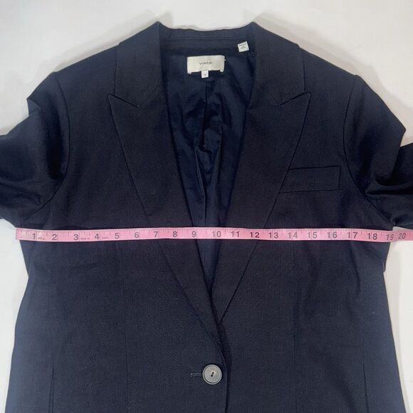 Vince Black Linen Blend Blazer One Button Surgeon Cuff Pockets Women Size 10 EUC - Picture 8 of 13